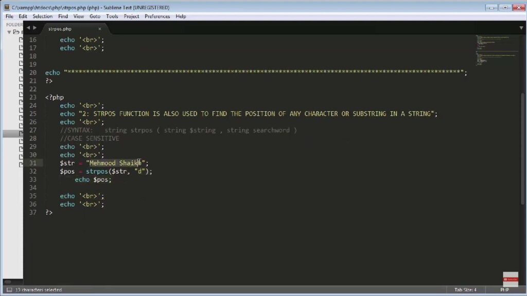 STRPOS function in PHP